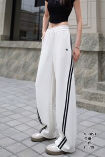 百搭长裤 慕格轻奢品牌休闲卫裤 高腰时尚 白色阔腿裤 女26年泰新款