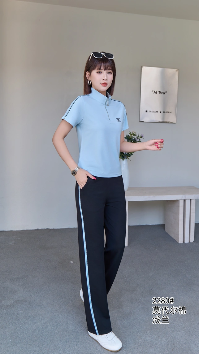 美纳堡狮盾轻奢品牌运动套装女26年夏季新短袖上衣休闲休闲两件服