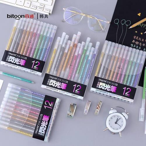 百通12色套装粉彩笔高光手