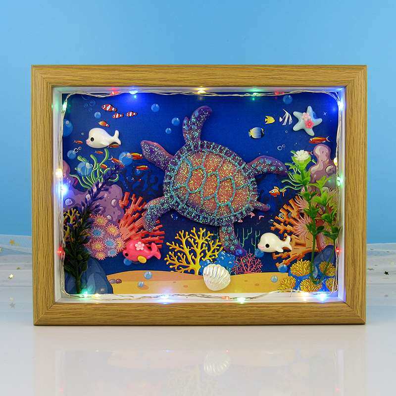 儿童创意手工制作3d立体钻石粘贴画diy材料包幼儿园海洋公主玩具