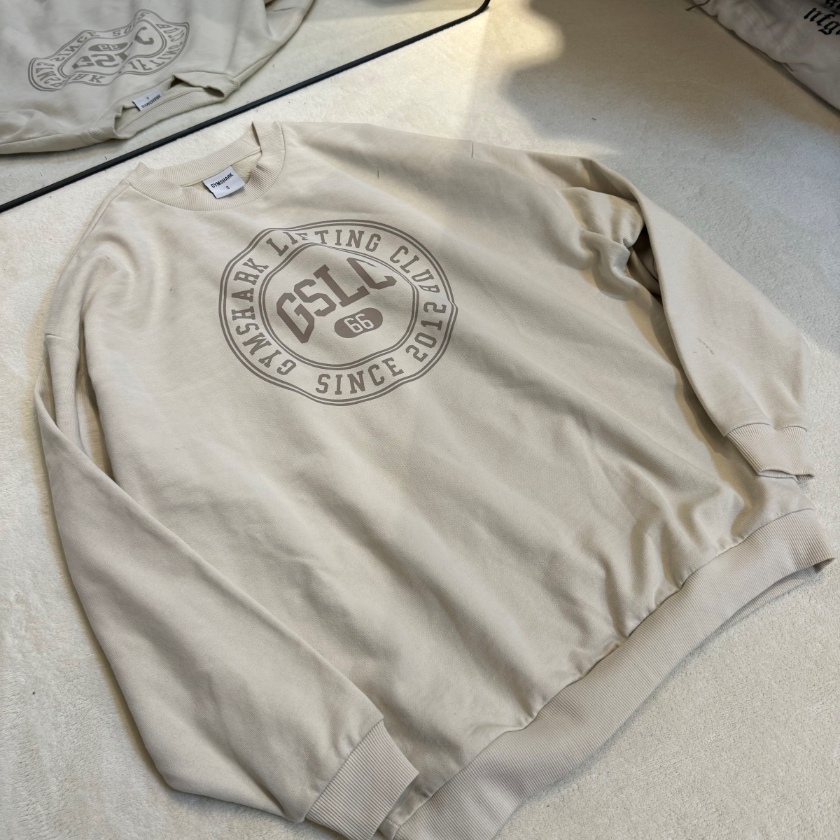 上身好看GYMSHARK GSLC SWEATER 超大宽松版圆领运动卫衣套头薄款