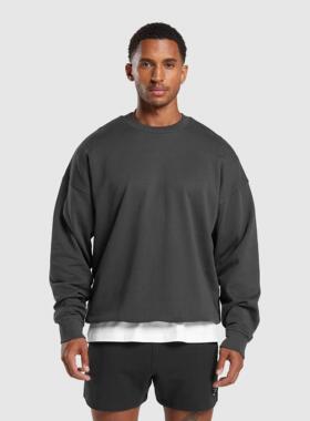 24SS新春新品 GYMSHARK REST DAY 简约纯色落肩宽松运动连帽卫衣