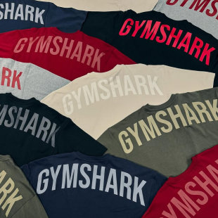 新的力量 GYMSHARK POWER 鲨鱼字母轻薄运动弹力宽松短袖t恤男