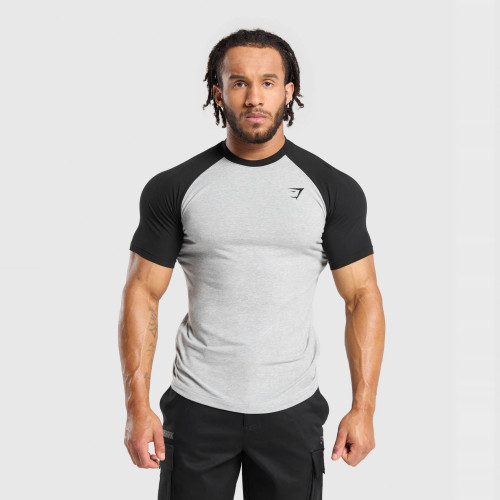 人气单品 GYMSHARK RAGLAN 刺绣撞色插肩袖运动贴身弹力短袖t恤