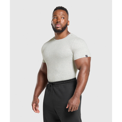 非常紧致 GYMSHARK RIBBED 弹力运动紧身纯色螺纹短袖t恤打底衫