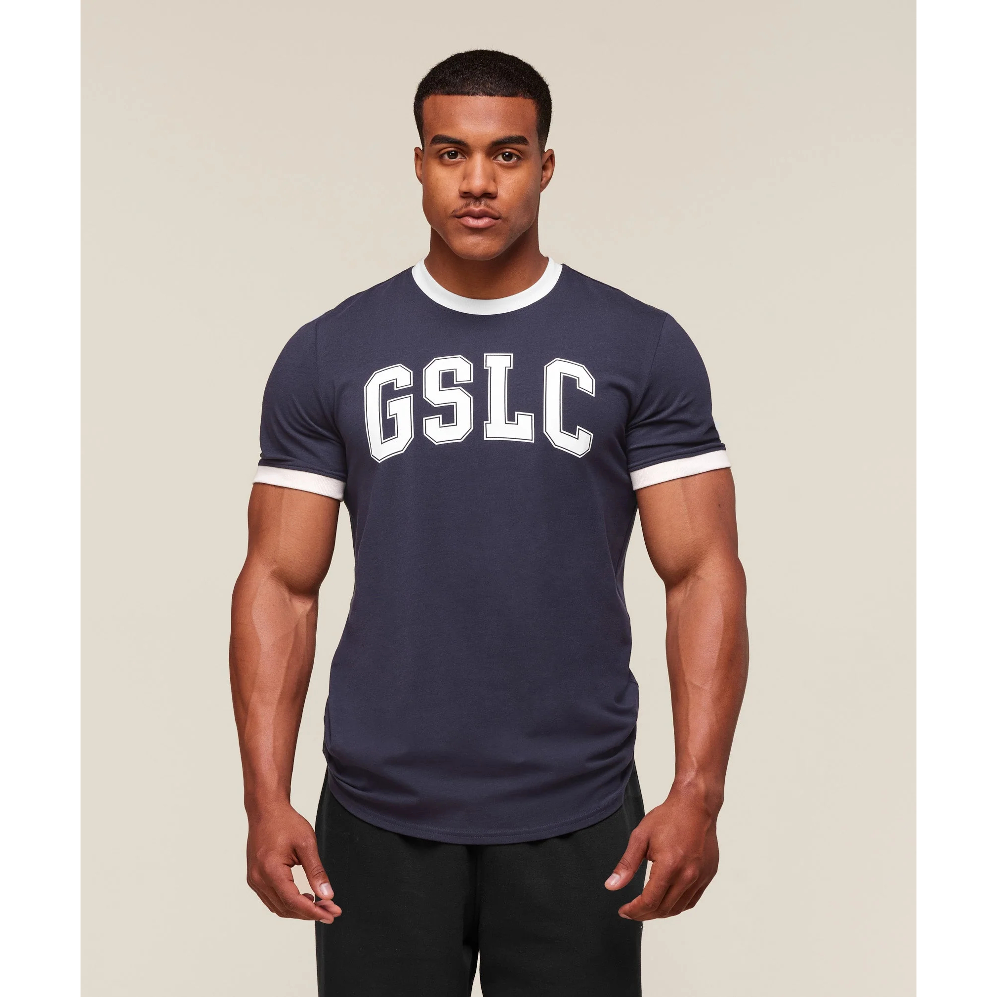 学院青春 2025新 GYMSHARK GSLC  撞色运动短袖t恤 FIT贴身弹力