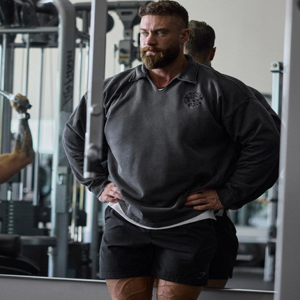 AH独家 2025重磅 GYMSHARK LEGACY PULLOVER 翻领做旧水洗卫衣