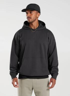 百搭好穿 GYMSHARK REST DAY 简约纯色落肩宽松运动连帽卫衣超大