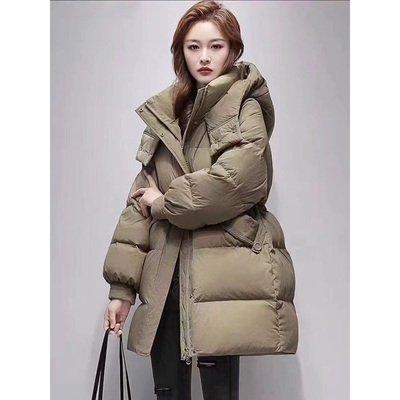 千仞岗2025冬季新款百搭小个子羽绒服女中长款韩版白鸭绒宽松外套