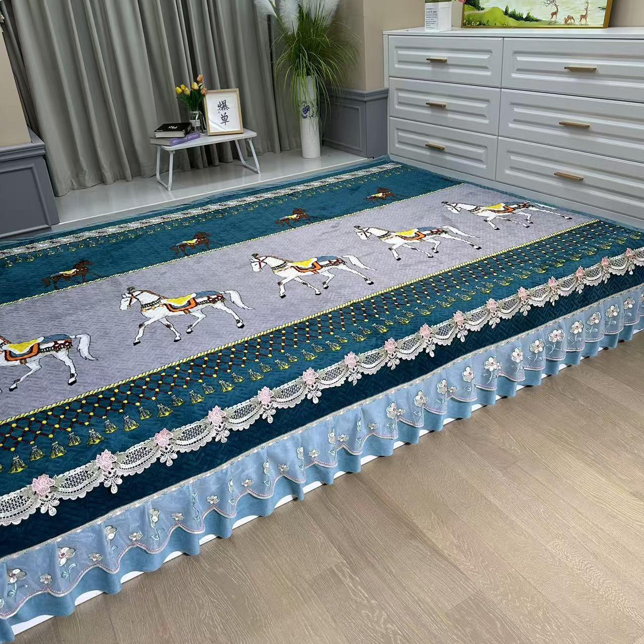 冬季保暖首选牛奶绒加棉防滑榻榻米床盖炕盖农村大炕塌塌米专用