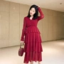 Bà bầu cỡ lớn váy mùa thu cho con bú váy dài váy thủy triều đỏ bánh ngoại đầu thu 2019 thai kỳ - Áo thai sản đồ bầu công sở