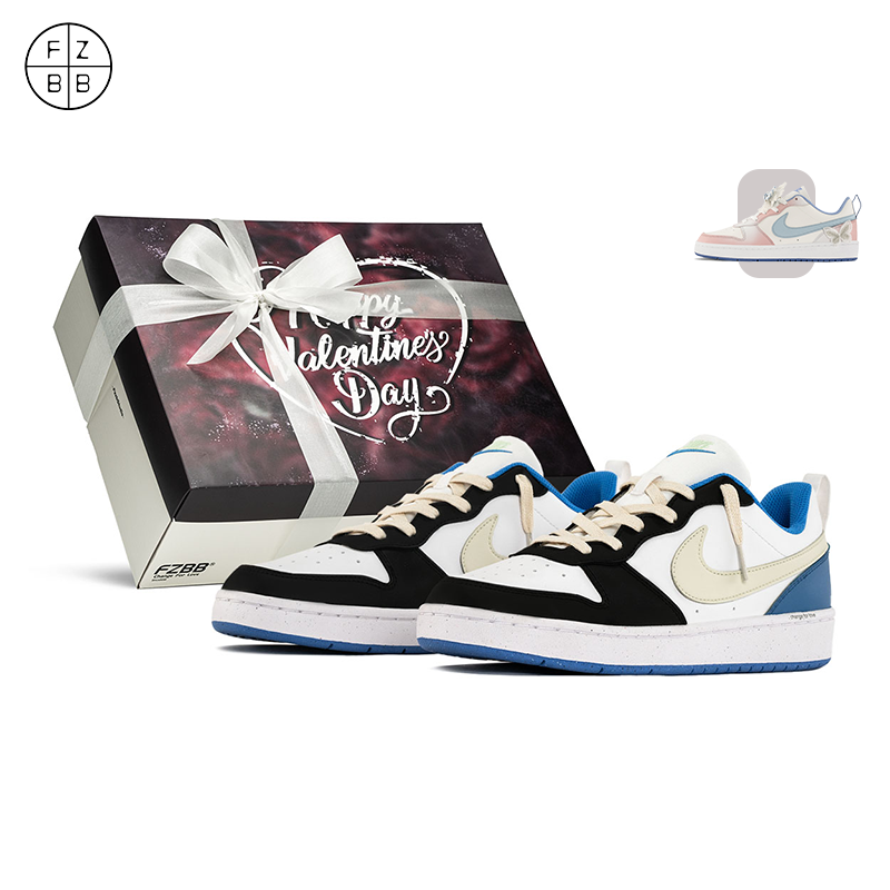FZBB 球鞋定制手绘 Nike Court Borough小闪电休闲板鞋DV5456-005,运动鞋new,板鞋,淘宝优惠券,粉丝福利购,淘宝优惠卷