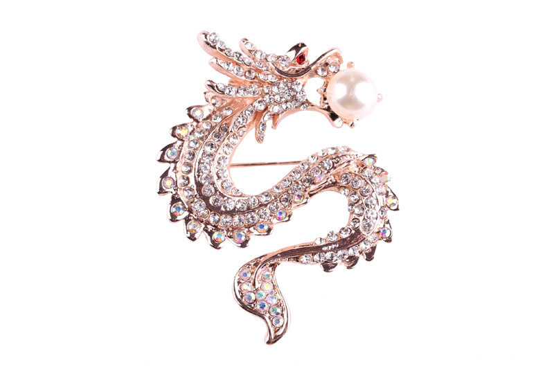 다이아몬드 다용도 진주 국가 스타일 드래곤 브로치 남성 및 여성 기질 정장 코사지 브로치 액세서리가 세팅된 맞춤형 황도대 드래곤 브로치