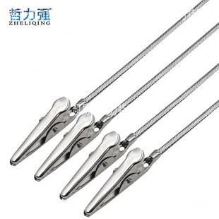 金属钢丝绳鳄鱼夹鳄鱼嘴便签夹单头便笺夹不锈钢带线鳄鱼夹