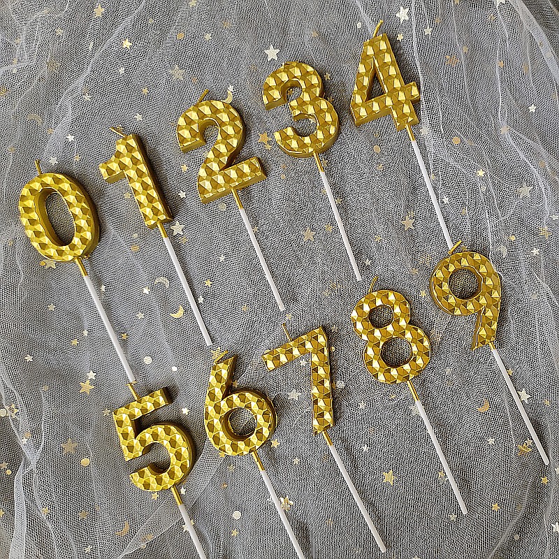 钻石金色数字蜡烛大号生日蜡烛周岁满月儿童生日派对蛋糕装饰摆件