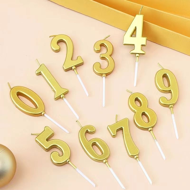 50个装金色数字蜡烛生日蛋糕装饰