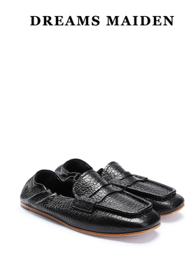 Dreamsmaiden女鞋小众设计2025春夏新款圆头平底黑色真皮玛丽珍鞋