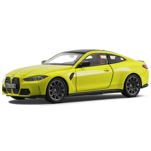 彩珀成真1:23CCA合金黄白色宝马M4G82赛跑汽车模型开门儿童玩具男