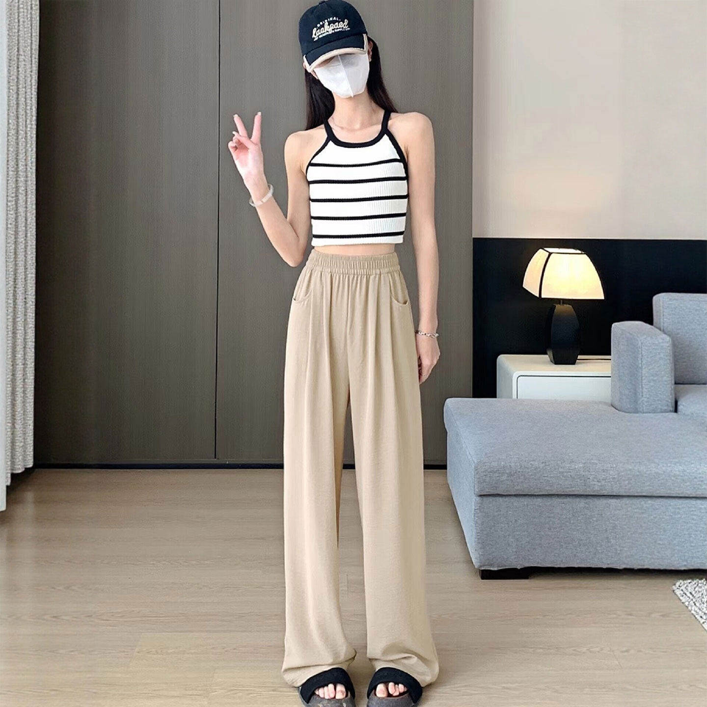 速干冰丝山本裤女夏季薄款2026新款高腰宽松显瘦直筒休闲阔腿裤子