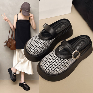 厚底休闲勃肯包头半拖鞋女夏外穿2026一脚蹬大头玛丽珍渔夫凉拖鞋