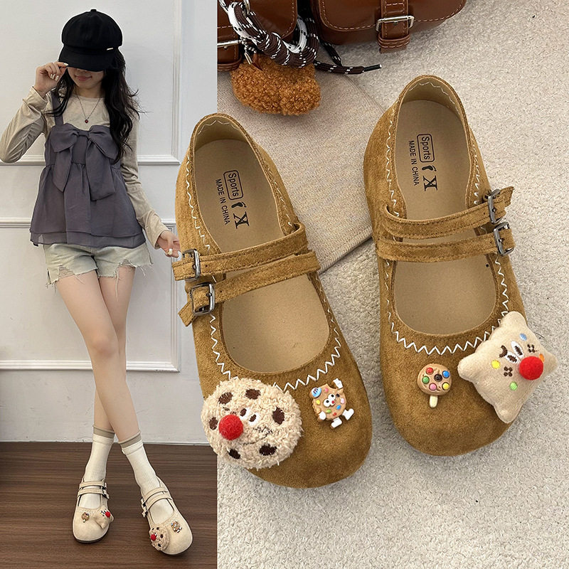 卡通可爱饼干浅口玛丽珍鞋女春季网红爆款配裙子单鞋内增高勃肯鞋