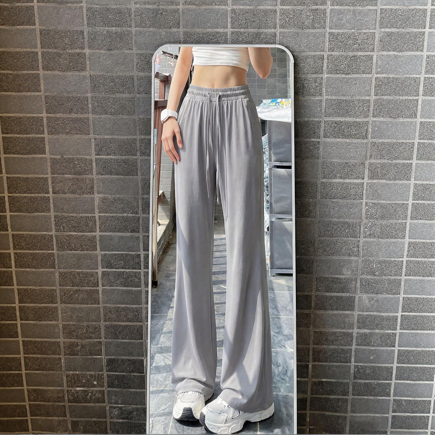 冰丝防晒微喇裤女夏季薄款2026新款小个子休闲高腰速干运动喇叭裤