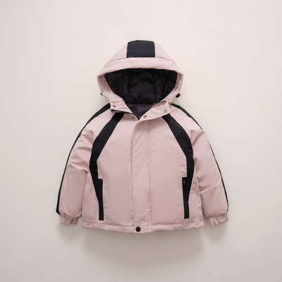 平湖连帽儿童工装款冲锋衣加厚羽绒服中大童加厚外套潮流男女童装