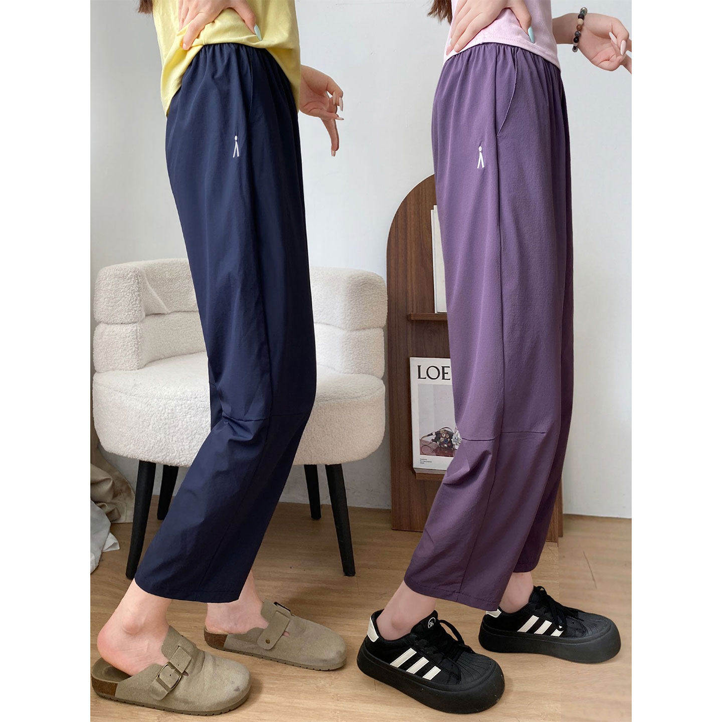 速干运动裤女夏薄款2026新款透气空调裤小个子休闲防晒九分凉凉裤