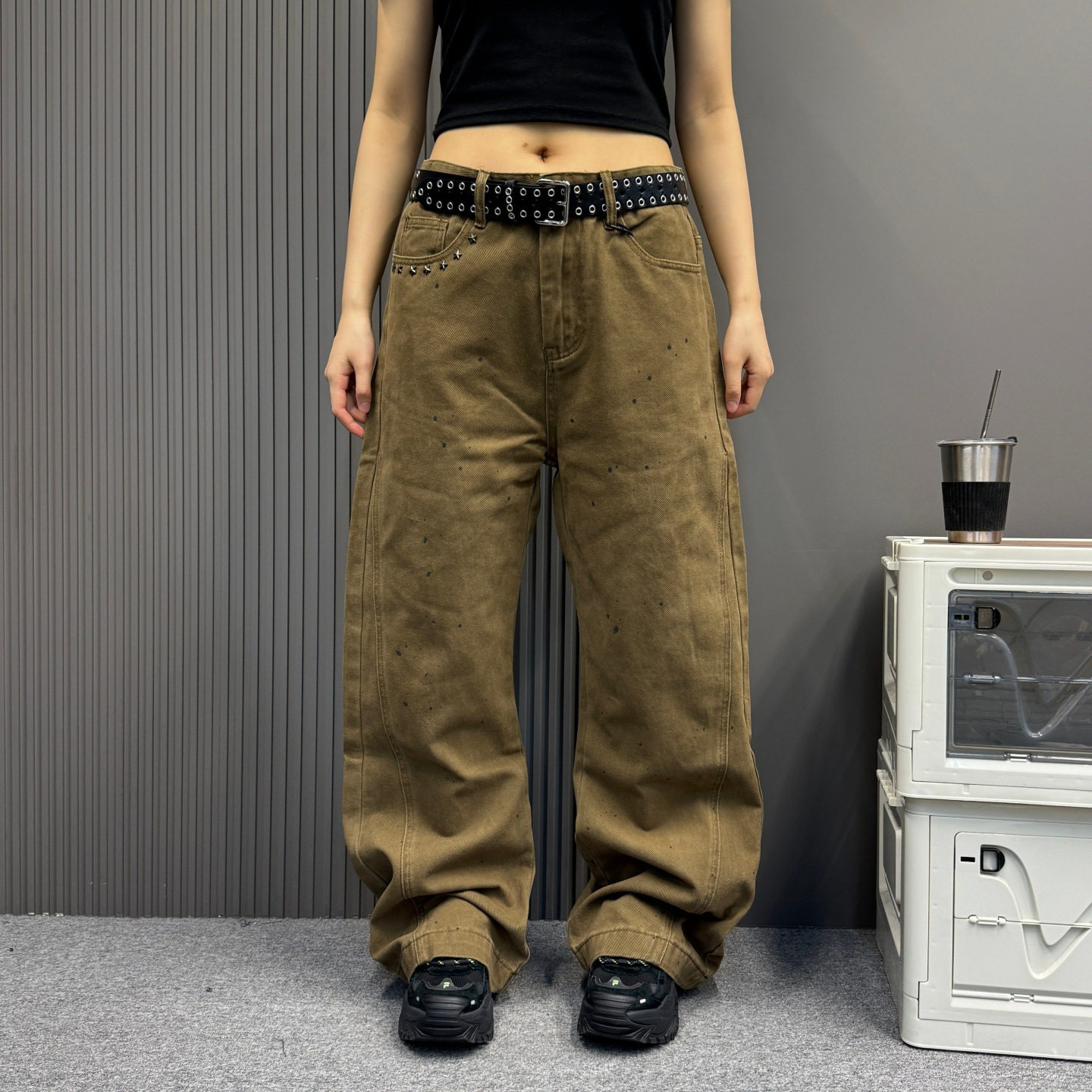 复古立体剪裁轻解构廓形微喇牛仔裤女松弛休闲宽松显高直筒长裤男