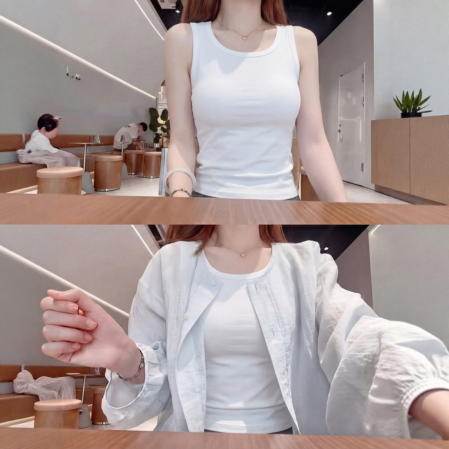 白色吊带背心女夏薄款外穿大码胖mm无胸垫内搭遮肚子打底无袖上衣
