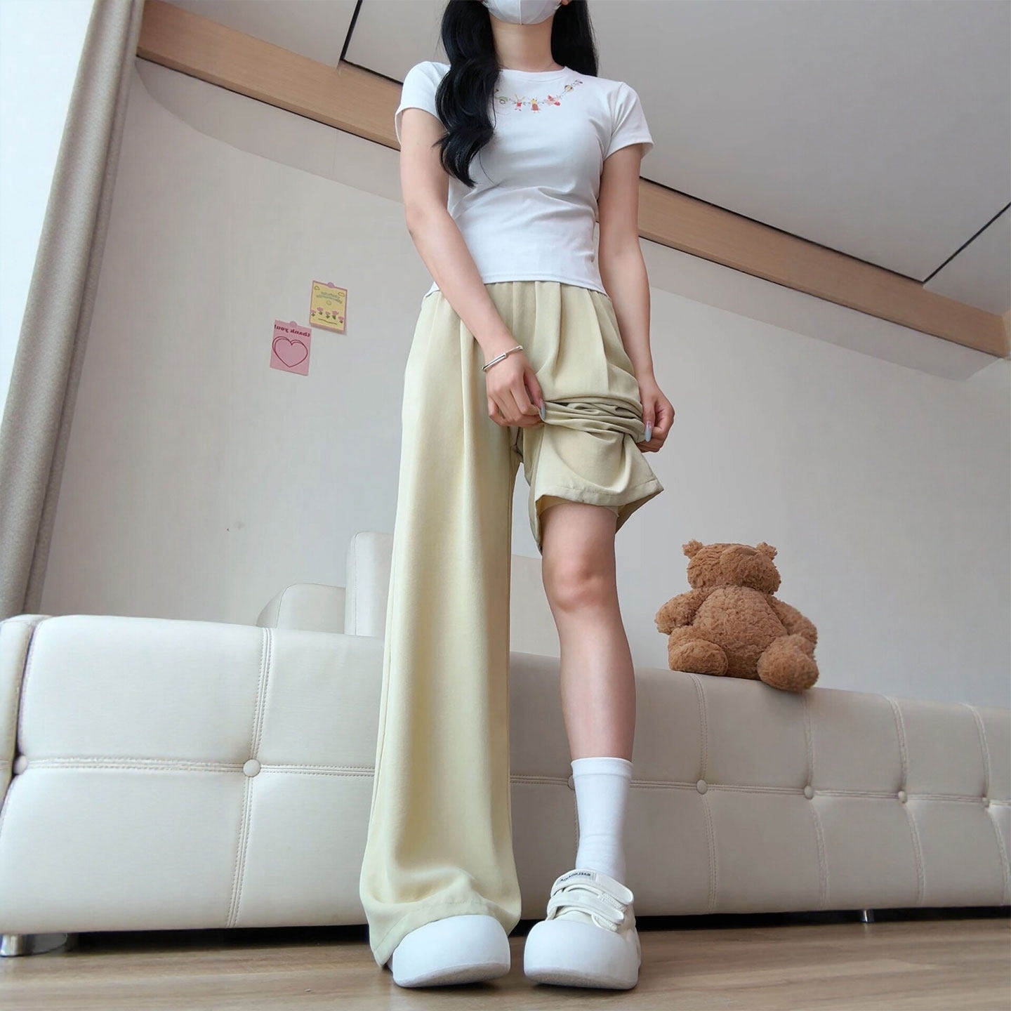 冰丝阔腿裤女2026新款夏季薄款小个子窄版直筒裤高腰垂感山本裤子