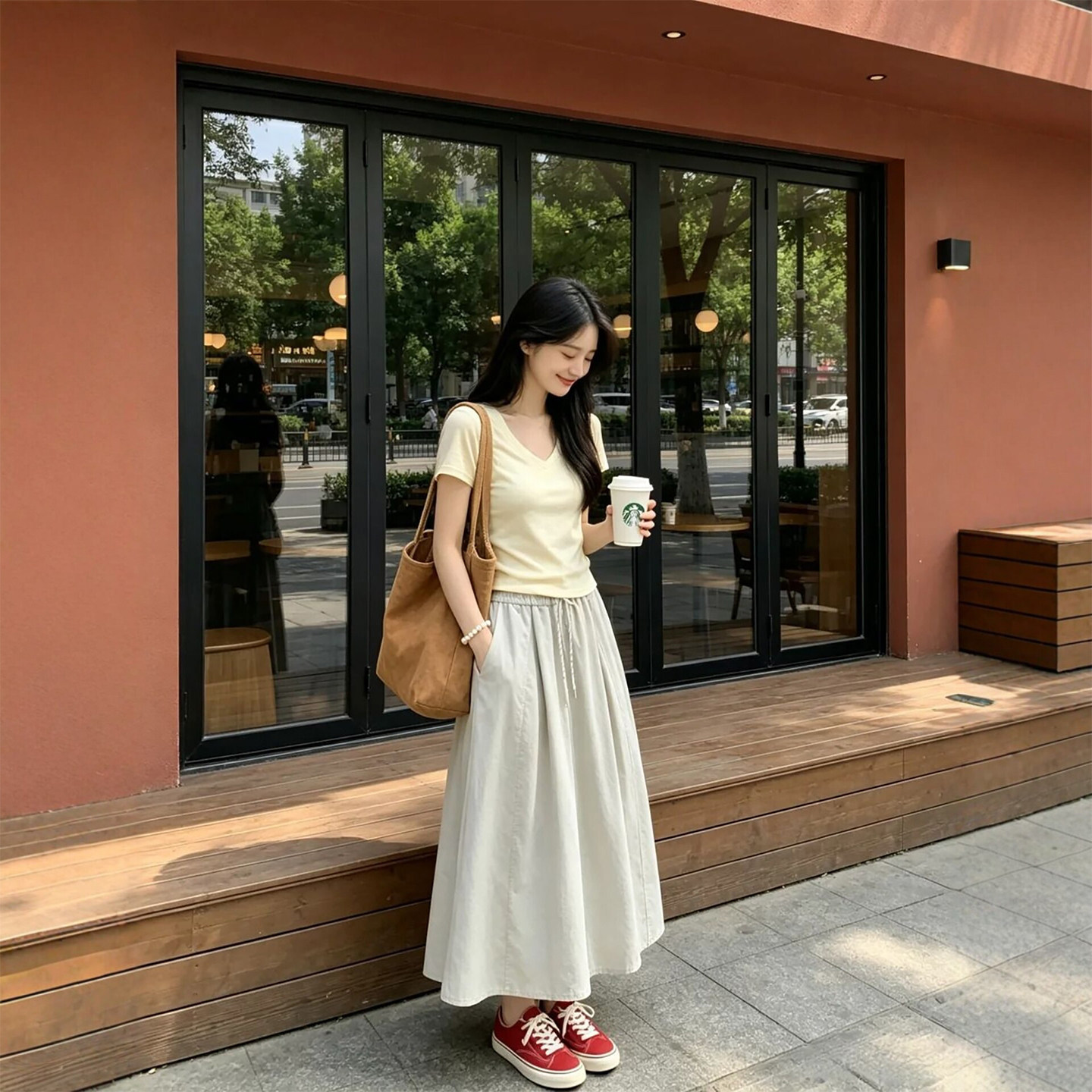 卡其色工装裙女夏季2026新款小个子夏天大码长款半裙抗皱半身裙子