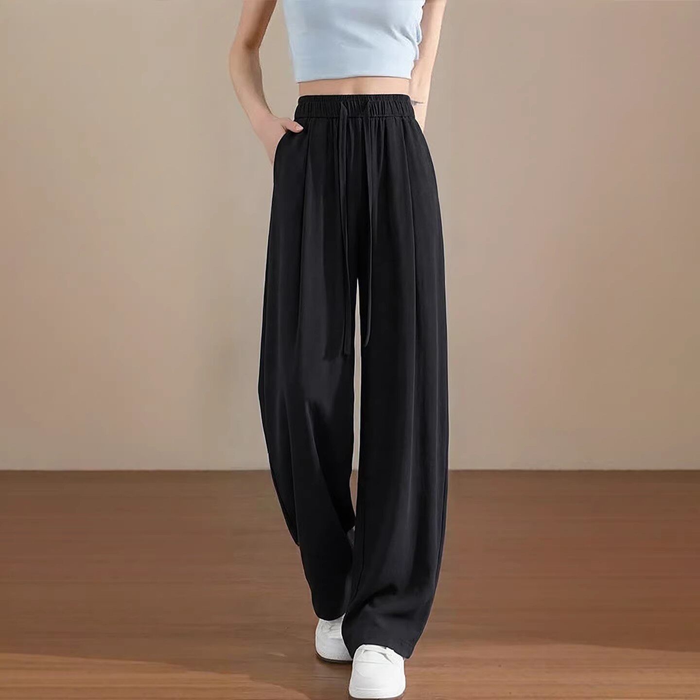 棉麻山本裤女夏季薄2026新款黑色直筒休闲慵懒松弛感亚麻阔腿裤子