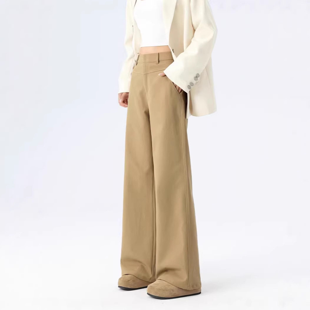 窄版老钱风西装裤女春秋季2026新款高腰显瘦气质直筒休闲阔腿裤子