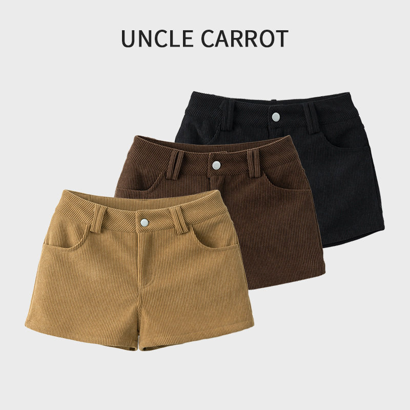 卡其色灯芯绒短裤女春秋季高腰休闲显瘦外穿热裤a字修身打底靴裤,女装/女士精品,休闲裤,淘宝优惠券,粉丝福利购,淘宝优惠卷