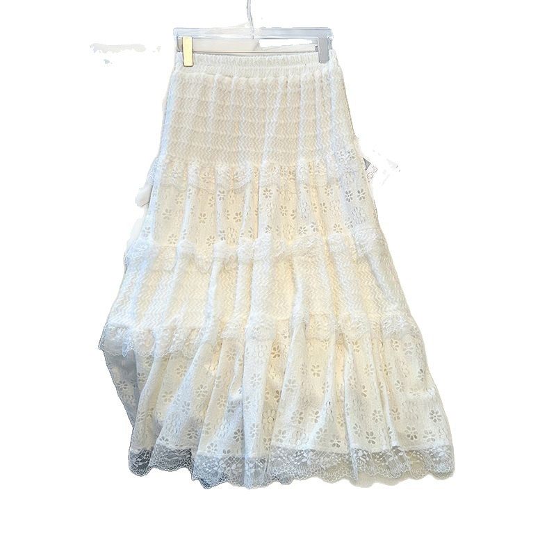 蕾丝蛋糕裙女2026春夏新款韩系花边半身裙高腰显瘦百搭小个子长裙
