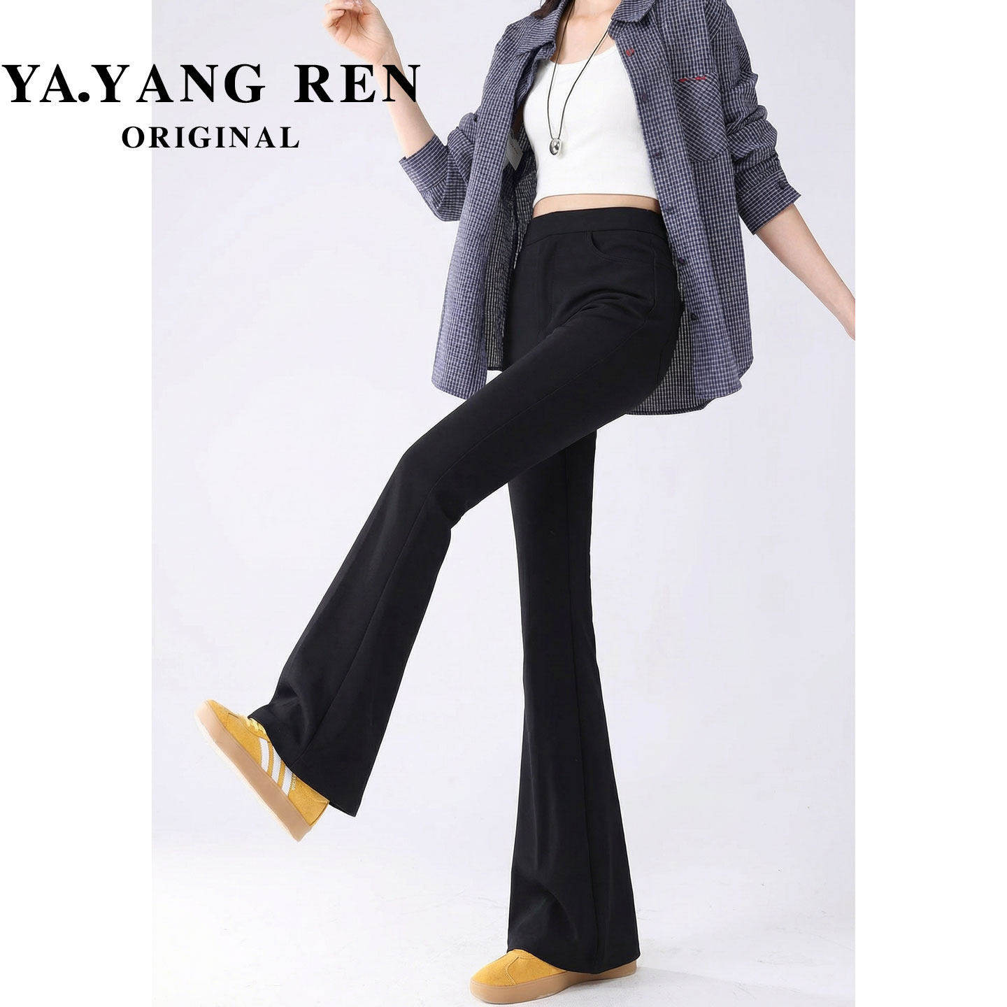 黑色微喇西装裤女春季2026新款大码胖mm修身显瘦小个子休闲喇叭裤