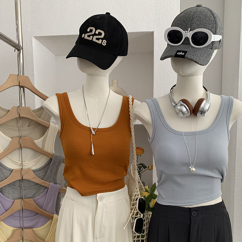 欧玛莱 吊带背心春夏季新款修身短款外穿纯色无袖带胸垫上衣 6381,女装/女士精品,抹胸,淘宝优惠券,粉丝福利购,淘宝优惠卷