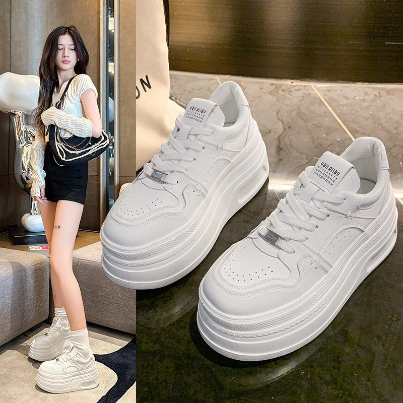 代发8cm厚底小白鞋女2025春秋新款小个子休闲百搭增高学生板鞋潮