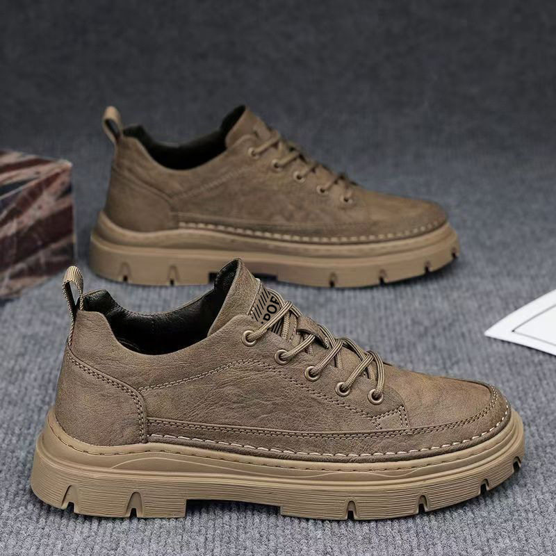 男鞋2026新款冬季休闲皮鞋男士马丁靴低帮防滑软底学生工装靴子