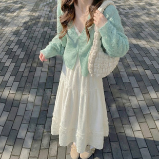 白色毛绒半身裙女秋冬胖mm大码a字针织长裙梨型身材遮胯蛋糕伞裙