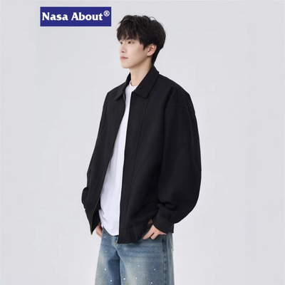 NASA ABOUT休闲户外短款外套男女春季潮牌解构拼接飞行员翻领夹克