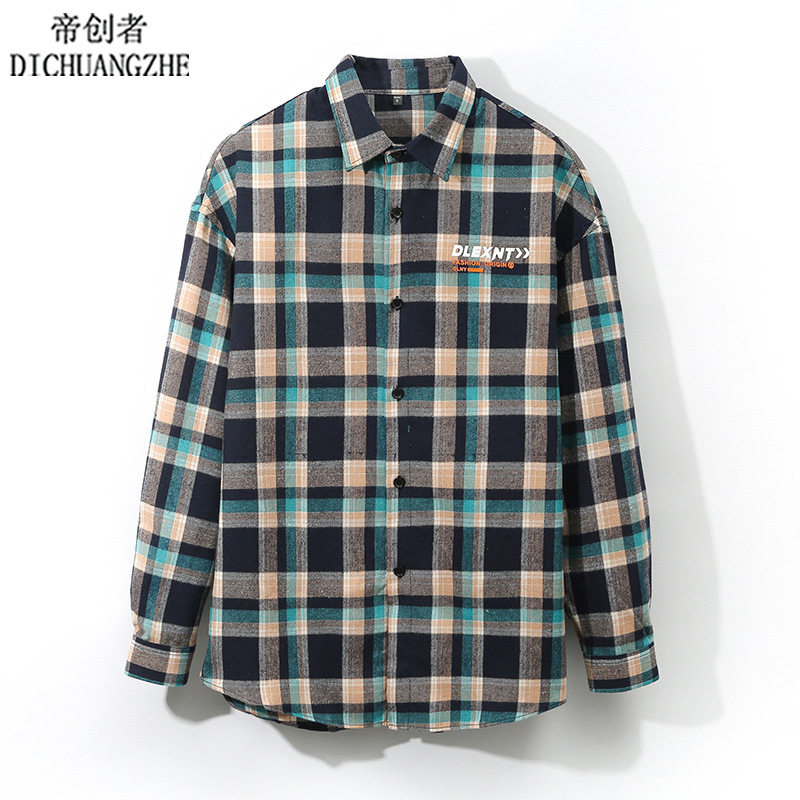 帝创者7278-男士长袖衬衫薄款衬衣韩版潮流港风工装宽松休闲外套