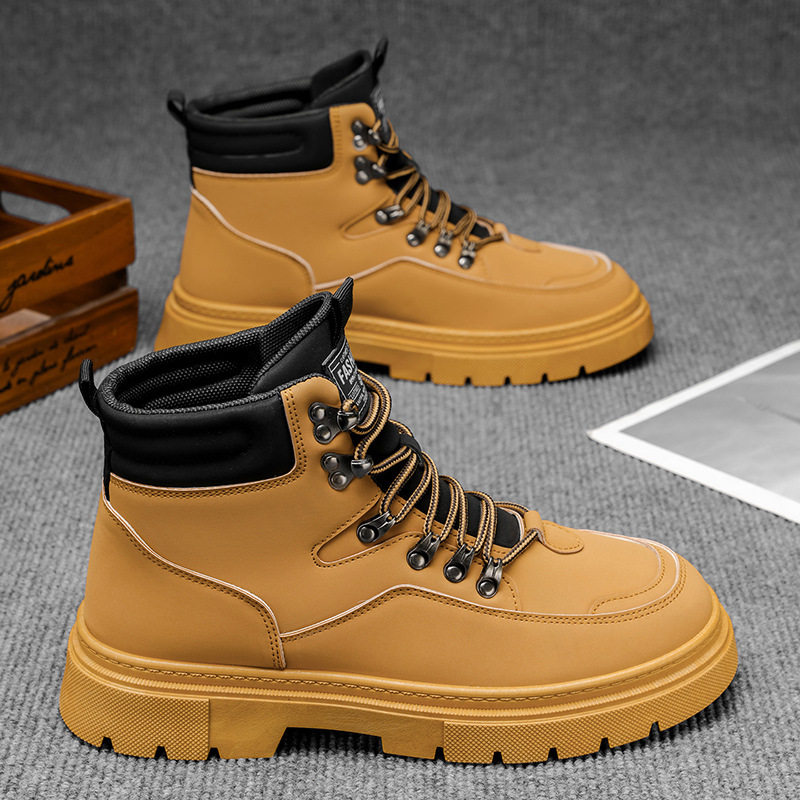 马丁靴男款2026新款春季工装高帮机车靴子英伦风防水防滑软皮男鞋