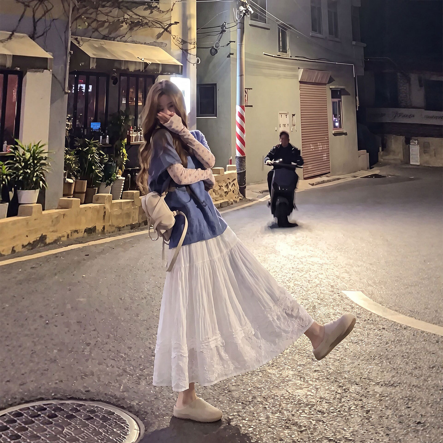 白色蕾丝边半身裙女2026夏季新款小个子百搭显瘦绝美a字雪纺长裙