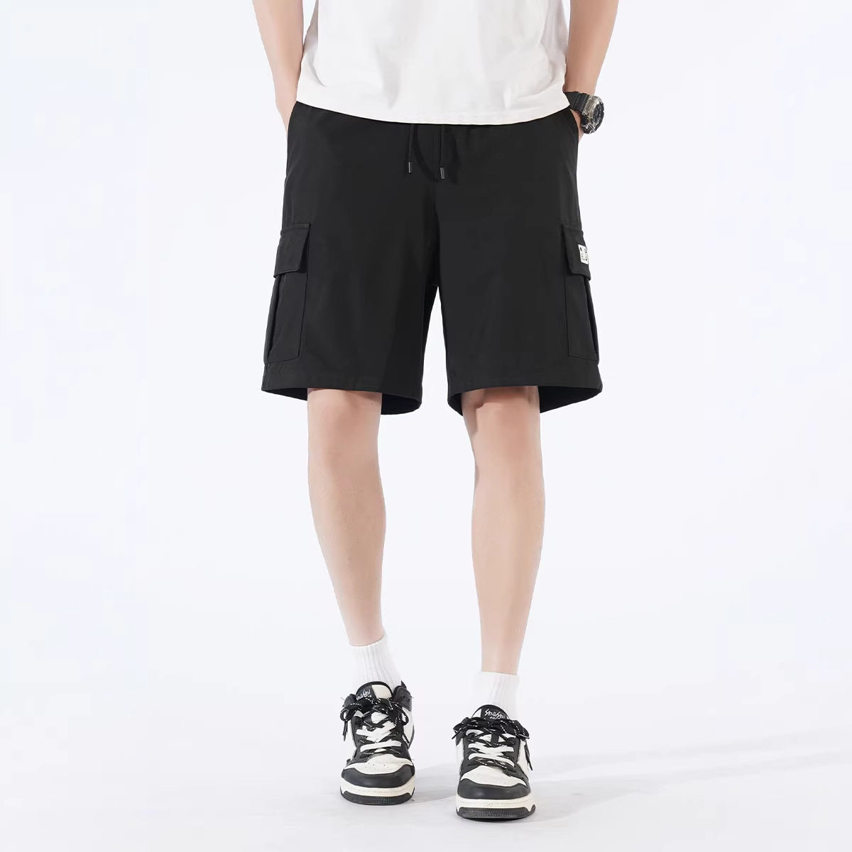 大码冰丝短裤男夏季运动休闲宽松透气速干裤男薄款多口袋休闲裤男