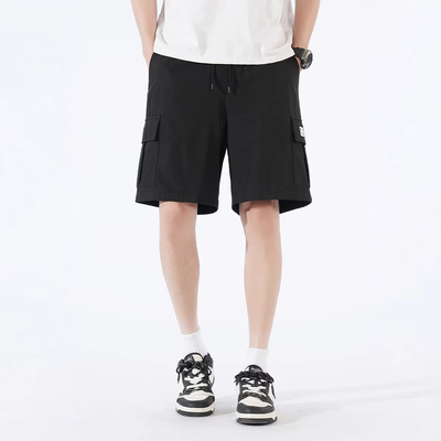 大码冰丝短裤男夏季运动休闲宽松透气速干裤男薄款多口袋休闲裤男