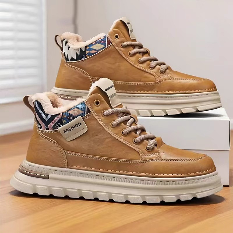 爆款高帮男鞋2025新款冬季加绒保暖休闲鞋男士大棉鞋户外运动板鞋