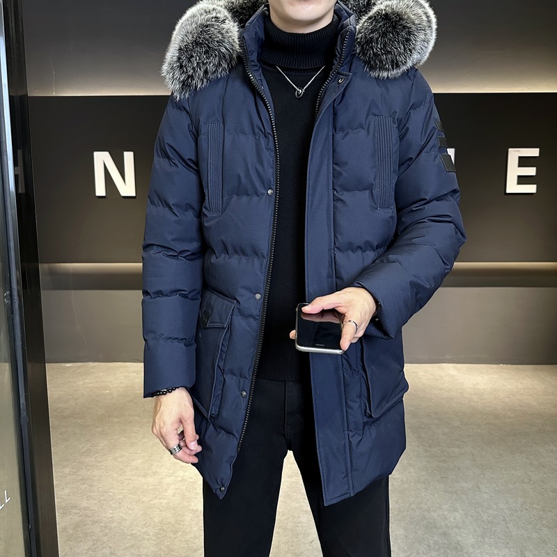 2025大衣中长款棉衣外套男秋冬季加厚保暖棉袄大码毛领连帽棉服