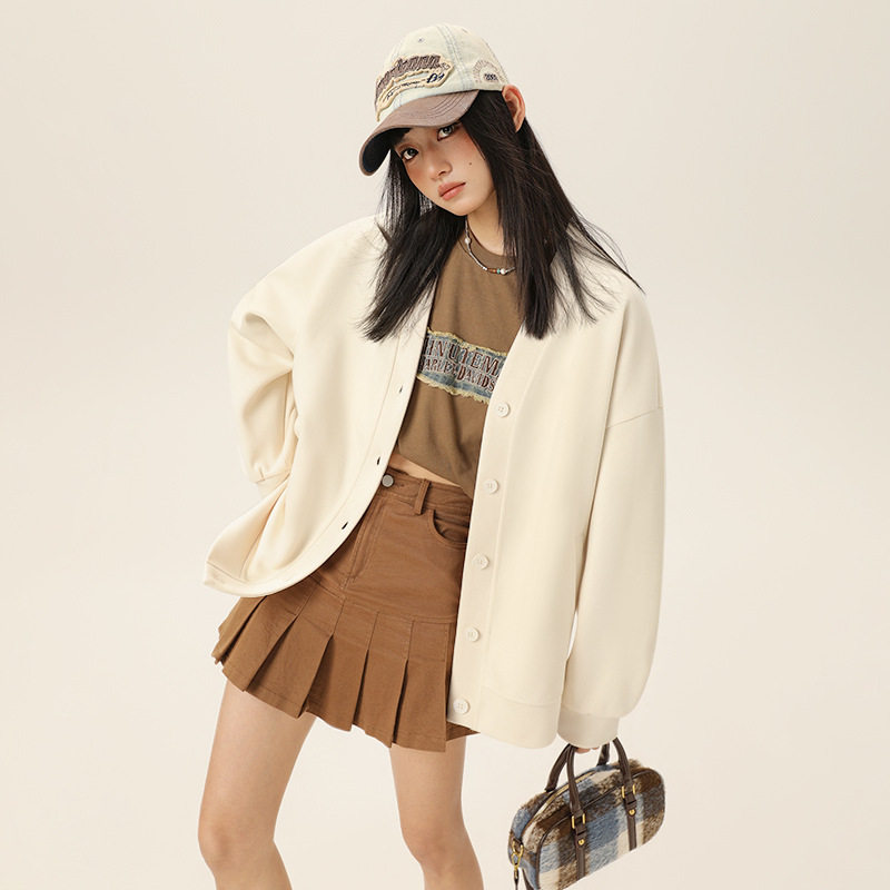 萝卜大叔v领卫衣外套女春秋2026新款宽松大码胖mm慵懒风开衫上衣